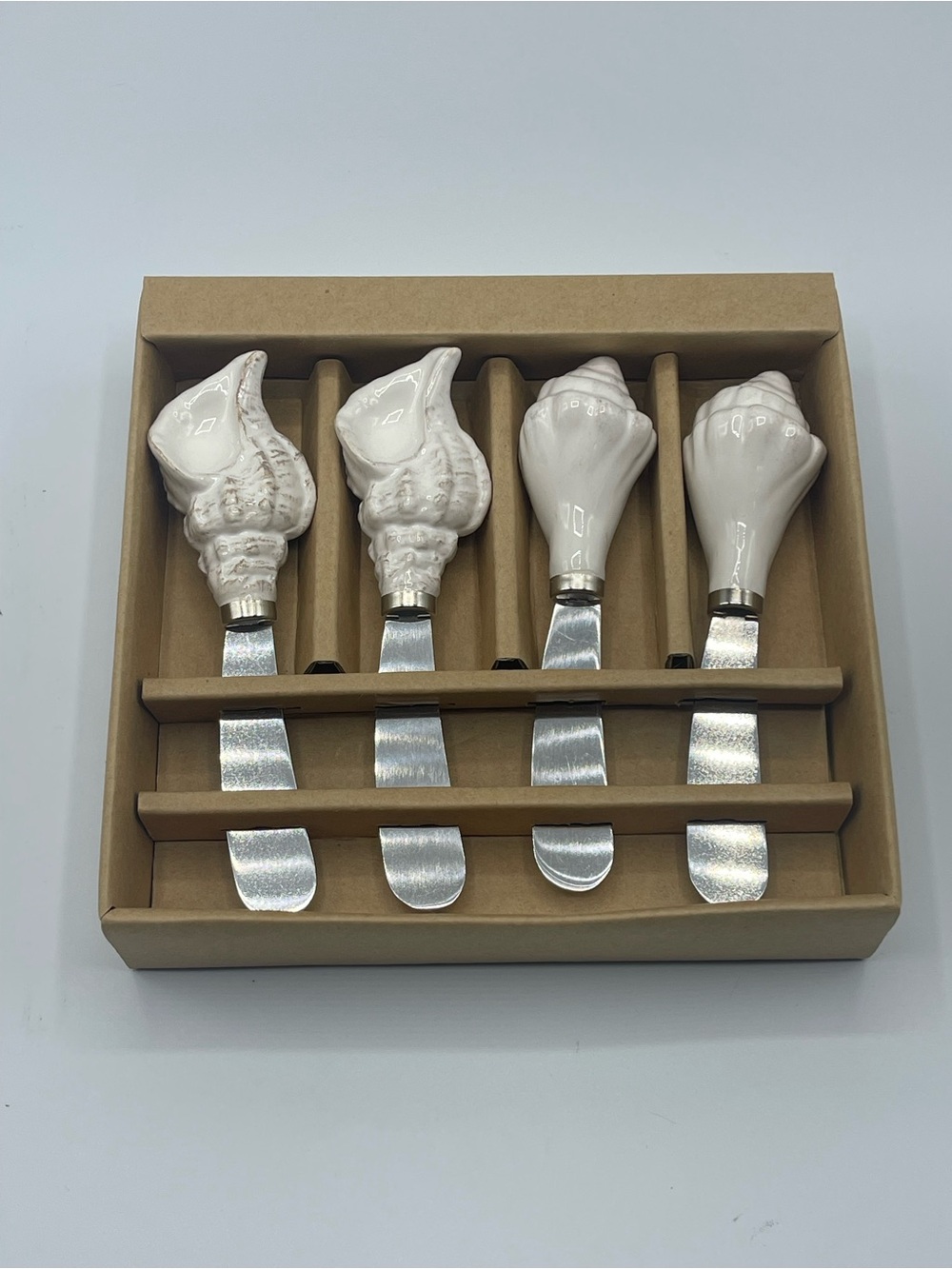 Seashell Ceramic Spreaders Set - Off White (Set of 4)